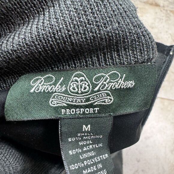 Brooks Brothers Country Club Sweater Mens Medium Grey 1/4 Zip Merino Wool Lined - Picture 9 of 10